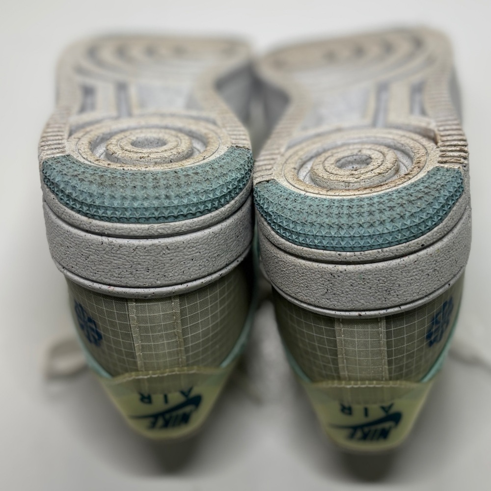 Nike Air Force 1 Next Nature White Aura Teal Swoosh Women’s 6.5Y / 8 Eco AF1 - Picture 10 of 12